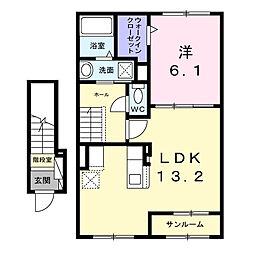ＴＳＴ　ＦＵＳＯ 2階1LDKの間取り