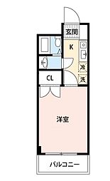 京王線 東府中駅 徒歩4分の賃貸マンション 4階1Kの間取り