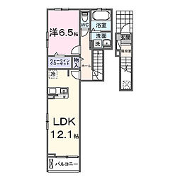 つくばエクスプレス 万博記念公園駅 徒歩15分の賃貸アパート 2階1LDKの間取り