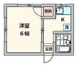 東武東上線 朝霞駅 徒歩25分の賃貸アパート 2階1Kの間取り