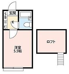 東武東上線 朝霞駅 徒歩9分の賃貸アパート 2階1Kの間取り