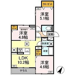 セレスティア白鷺II 101 1階3LDKの間取り
