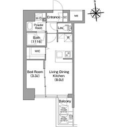 Osaka Metro千日前線 桜川駅 徒歩3分の賃貸マンション 9階1LDKの間取り