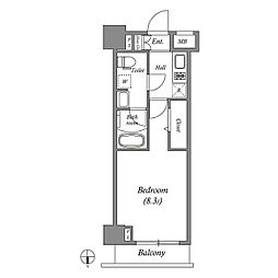 JR総武線 東中野駅 徒歩9分の賃貸マンション 5階1Kの間取り