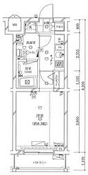 東急目黒線 西小山駅 徒歩5分の賃貸マンション 2階1Kの間取り