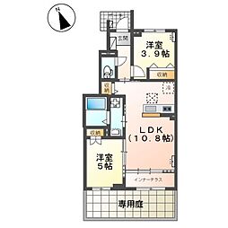 鶴ヶ島市脚折町6丁目アパートII期新築工事 1階2LDKの間取り