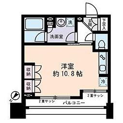 京王線 初台駅 徒歩1分の賃貸マンション 3階ワンルームの間取り