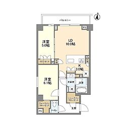 東急東横線 都立大学駅 徒歩6分の賃貸マンション 2階2LDKの間取り