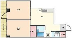 東京メトロ有楽町線 地下鉄赤塚駅 徒歩8分の賃貸マンション 3階2DKの間取り