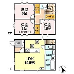 (仮称)あきる野市平沢　戸建貸家　A棟 1階3LDKの間取り