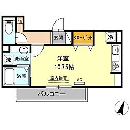 JR東海道本線 岡崎駅 徒歩26分の賃貸アパート 2階ワンルームの間取り
