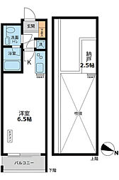 ＣＡＳＳＩＡ目黒 5階ワンルームの間取り