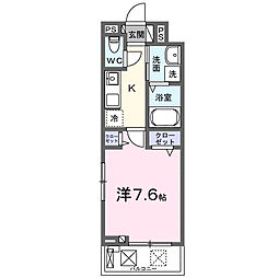 ヴィオラ田村II 2階1Kの間取り