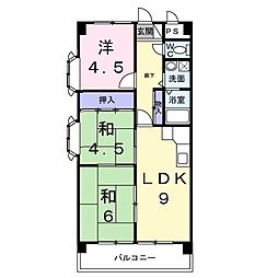 ファミーユ旭 3階3DKの間取り