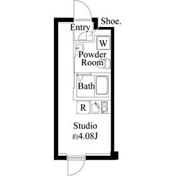 東京メトロ千代田線 代々木上原駅 徒歩3分の賃貸マンション 4階ワンルームの間取り