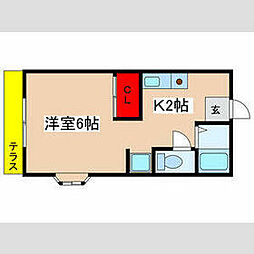 小田急小田原線 鶴川駅 徒歩14分の賃貸アパート 2階1Kの間取り