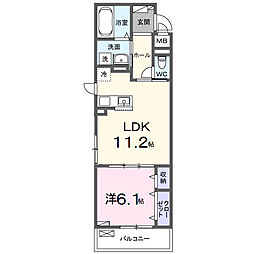 グランツ26 3階1LDKの間取り
