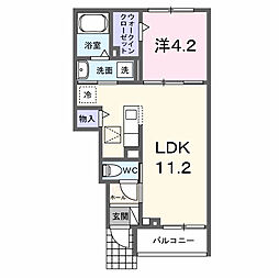 名鉄常滑線 寺本駅 徒歩5分の賃貸アパート 1階1LDKの間取り