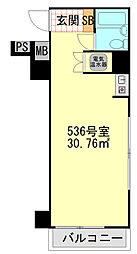 京急本線 京急鶴見駅 徒歩7分の賃貸マンション 5階ワンルームの間取り
