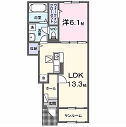 京成松戸線 前原駅 徒歩5分の賃貸アパート 1階1LDKの間取り