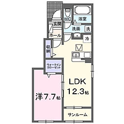 レ　プリューム　アン 1階1LDKの間取り