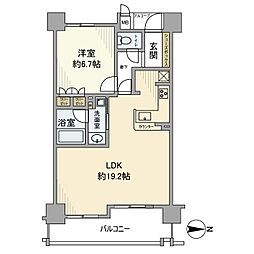 イーグルコート御池アネックス 2階1LDKの間取り