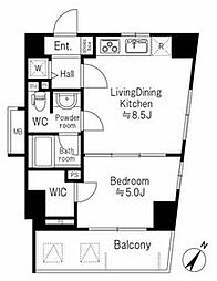 東京メトロ半蔵門線 表参道駅 徒歩7分の賃貸マンション 5階1LDKの間取り