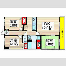 東葉高速鉄道 飯山満駅 徒歩8分の賃貸マンション 7階3LDKの間取り