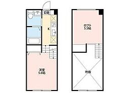 ｃｈａｌｅｔ　東中山 203 2階1Kの間取り