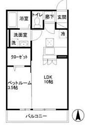 都営大江戸線 光が丘駅 徒歩16分の賃貸アパート 3階1LDKの間取り
