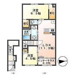 Ｃｏｌｚａ（コルザ） 2階2LDKの間取り