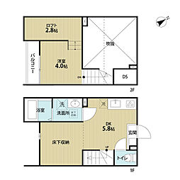 京成松戸線 松戸新田駅 徒歩1分の賃貸アパート 2階1DKの間取り