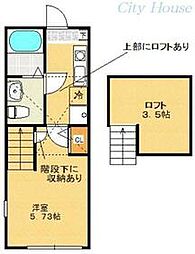 京王線 北野駅 徒歩9分の賃貸アパート 2階1Kの間取り