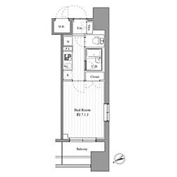 スペーシア梅屋敷 207 2階1Kの間取り