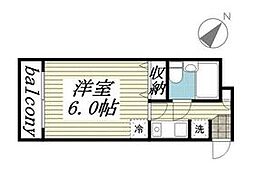 JR中央線 八王子駅 徒歩15分の賃貸マンション 1階1Kの間取り