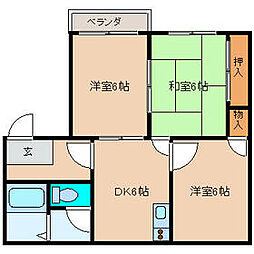 東武伊勢崎線 館林駅 徒歩12分の賃貸アパート 2階3DKの間取り