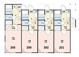 西武池袋線 富士見台駅 徒歩5分の賃貸アパート 2階1Kの間取り