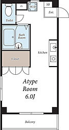 ヴィラ綾瀬 1階1Kの間取り