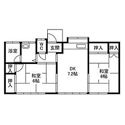 東武伊勢崎線 新伊勢崎駅 徒歩32分の賃貸一戸建て 1階2DKの間取り