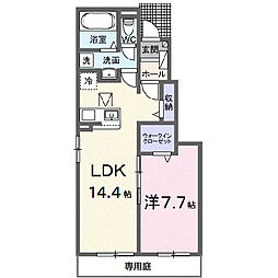 ノース・Ｒ 1階1LDKの間取り