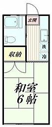 JR山手線 目黒駅 徒歩15分の賃貸アパート 1階1Kの間取り