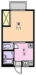 クリームハイツ 2階1Kの間取り