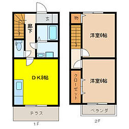 Ｙ．Ｓ　Ｊｕｉｌｌｅｔ 1階2DKの間取り
