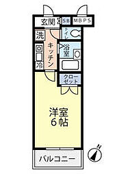 都営浅草線 西馬込駅 徒歩6分の賃貸マンション 1階1Kの間取り