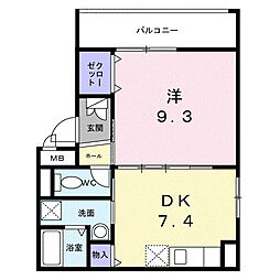 泊テラスＳｔｕｄｉｏ 1階1DKの間取り
