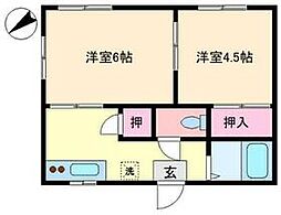 JR京浜東北・根岸線 川口駅 バス18分 弥平新田下車 徒歩5分の賃貸アパート 2階2Kの間取り
