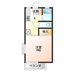 リバティ千代田Ａ 1階1Kの間取り