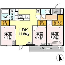 東京メトロ東西線 葛西駅 徒歩11分の賃貸アパート 3階3LDKの間取り
