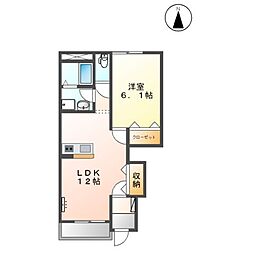 名鉄河和線 住吉町駅 徒歩12分の賃貸アパート 1階1LDKの間取り
