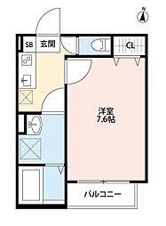 NKクレール宮原町(エヌケークレールミヤハラチョウ) 3階1Kの間取り